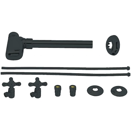 Westbrass European Pedestal Lavatory Kit, Cross Handles in Powder coated Flat Black D1938L-62